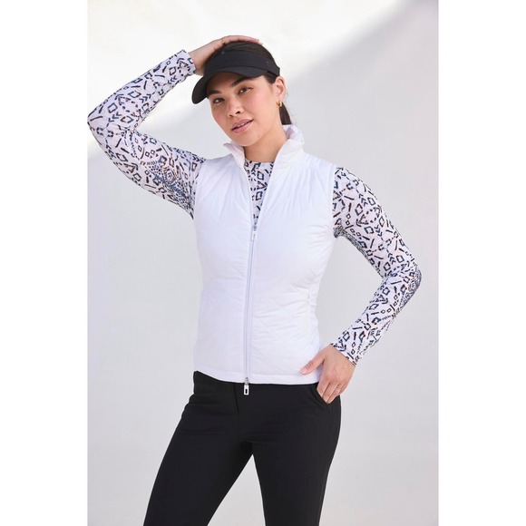 New Calia fall lightweight Quilted Vest Full Zip Sleeveless Puffer white $98 - Picture 5 of 14
